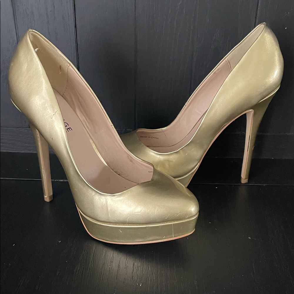 EXCHANGE Gold Platform Heels